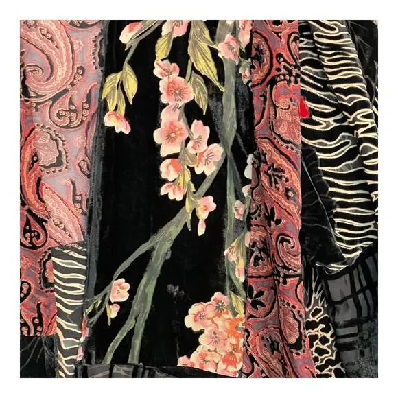 Anis A Open Kimono Burnout Velvet Topper Art to Wear Animal Print Floral L/XL - Picture 3 of 12